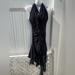 Y2K Elegant Black Halter fairy Dress